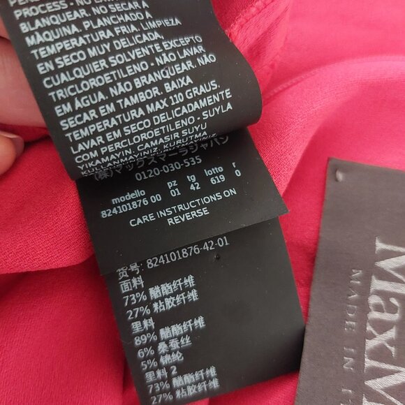 MAX MARA Red Jumpsuit Size 8 Draped Shoulder Tapered Leg V Neck Flutter Sleeves - Picture 14 of 16